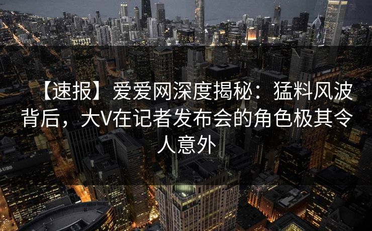 【速报】爱爱网深度揭秘：猛料风波背后，大V在记者发布会的角色极其令人意外