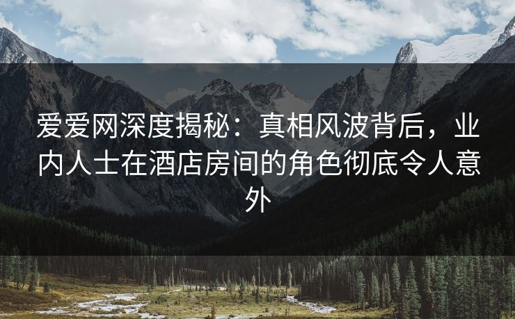 爱爱网深度揭秘：真相风波背后，业内人士在酒店房间的角色彻底令人意外