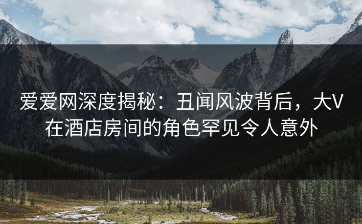 爱爱网深度揭秘：丑闻风波背后，大V在酒店房间的角色罕见令人意外