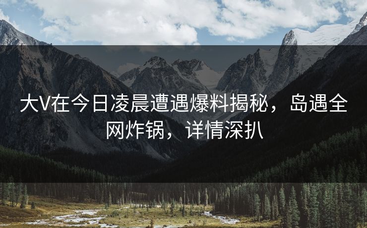 大V在今日凌晨遭遇爆料揭秘,岛遇全网炸锅,详情深扒 大V在今日凌晨遭遇爆料揭秘,岛遇全网炸锅,详情深扒