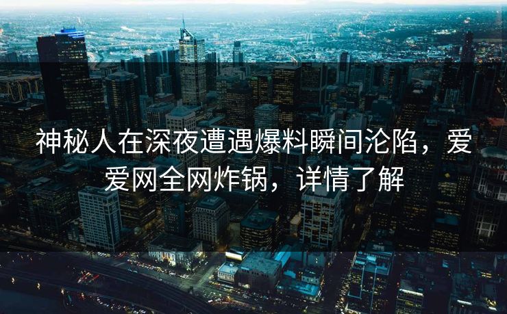 神秘人在深夜遭遇爆料瞬间沦陷，爱爱网全网炸锅，详情了解