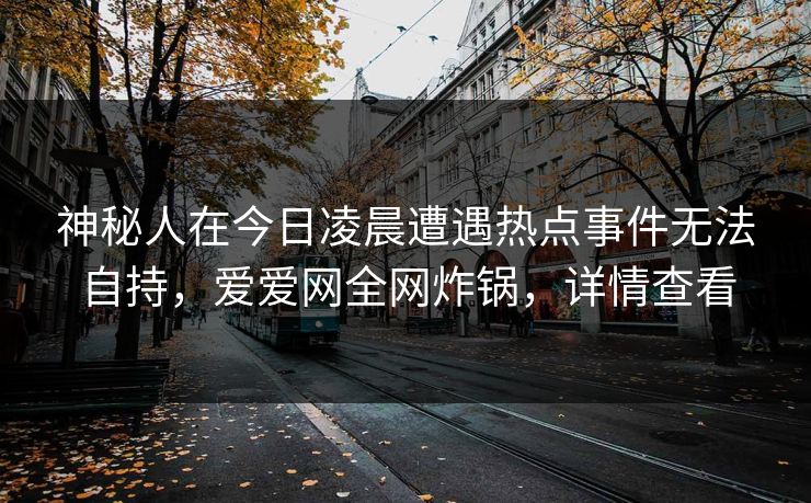 神秘人在今日凌晨遭遇热点事件无法自持，爱爱网全网炸锅，详情查看