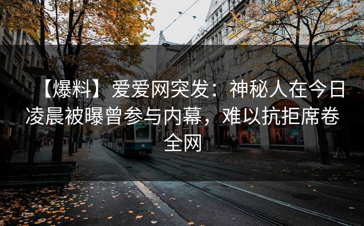 【爆料】爱爱网突发:神秘人在今日凌晨被曝曾参与内幕,难以抗拒席卷全网
